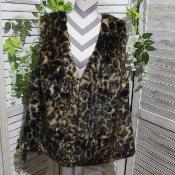 Michael Kors leopard faux fur vest - Picture 1 of 6